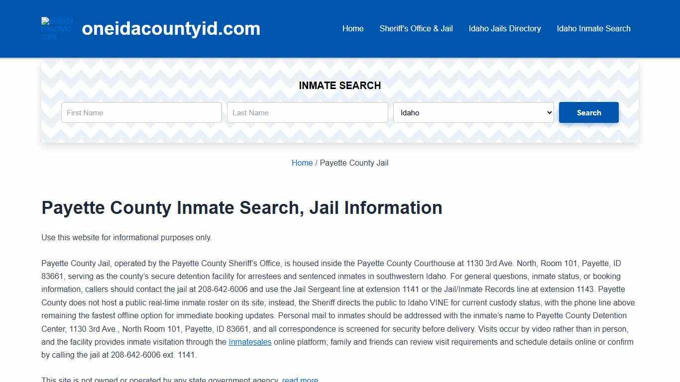 Payette County Inmate Lookup, Jail Roster